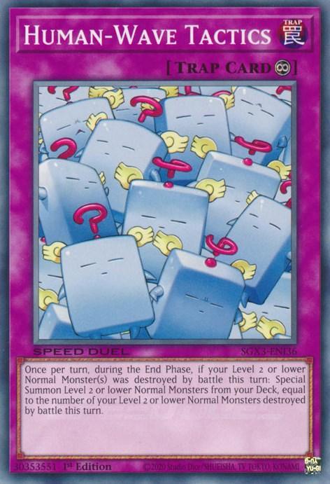 1st Edition, Common, Continuous Trap, Speed Duel GX: Duelists of Shadows, Trap Human-Wave Tactics [SGX3-ENI36] Common - Trading Card World