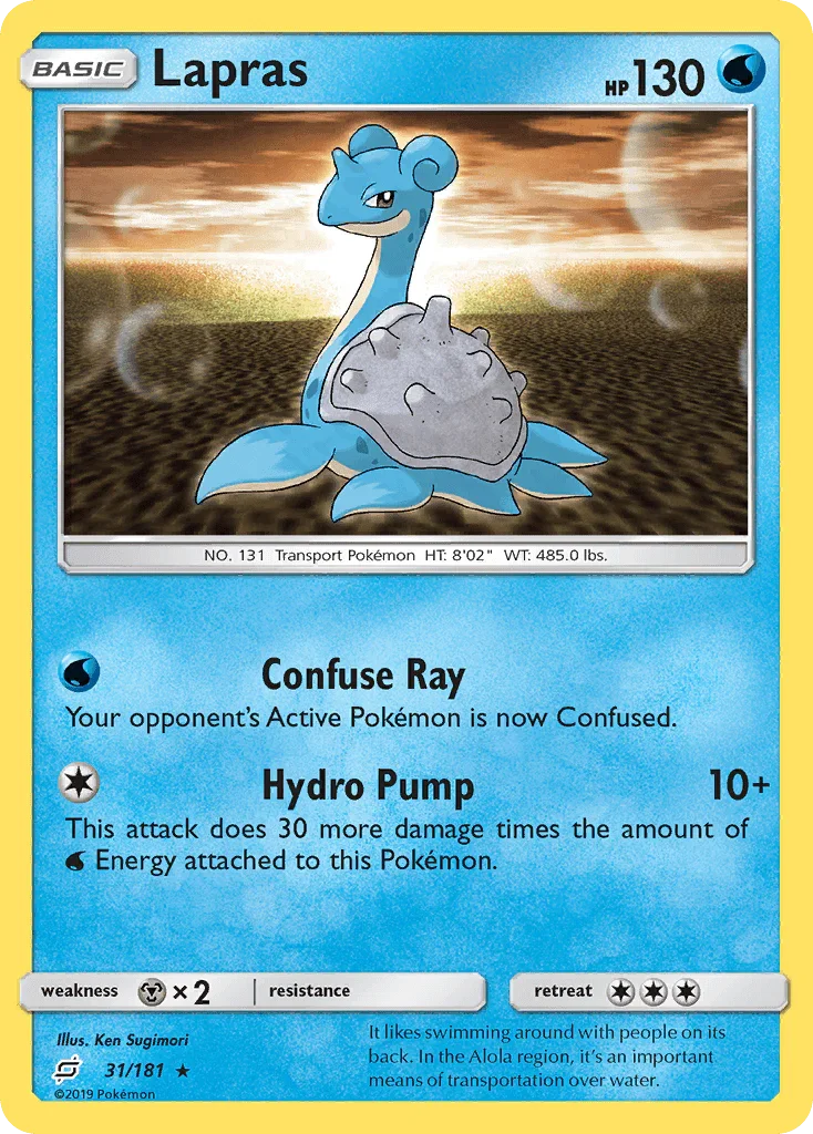 31, Metal[×2], Normal, Rare, Reverse Holofoil, Sun & Moon: Team Up, Water Lapras (31/181) [Sun & Moon: Team Up] - Trading Card World