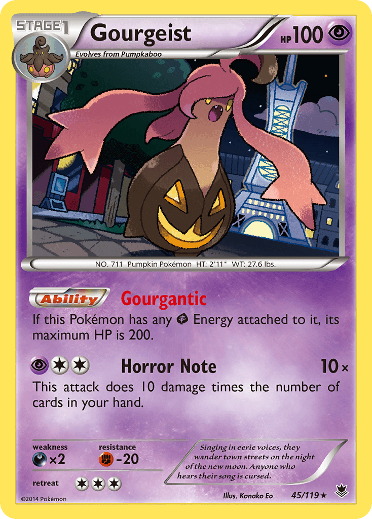 45, Darkness[×2], Fighting[-20], Holo Rare, Holofoil, Psychic, Reverse Holofoil, XY: Phantom Forces Gourgeist (45/119) [XY: Phantom Forces] - Trading Card World