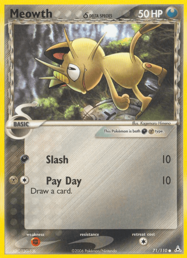 71, Common, Darkness, EX: Holon Phantoms, Fighting[×2], Metal, Normal Meowth (71/110) (Delta Species) [EX: Holon Phantoms] - Trading Card World