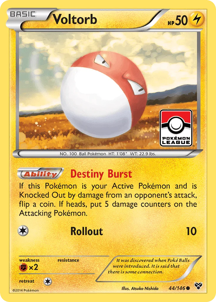 44, Common, Fighting[×2], Lightning, Normal, Reverse Holofoil, XY: Base Set Voltorb (44/146) [XY: Base Set] - Trading Card World