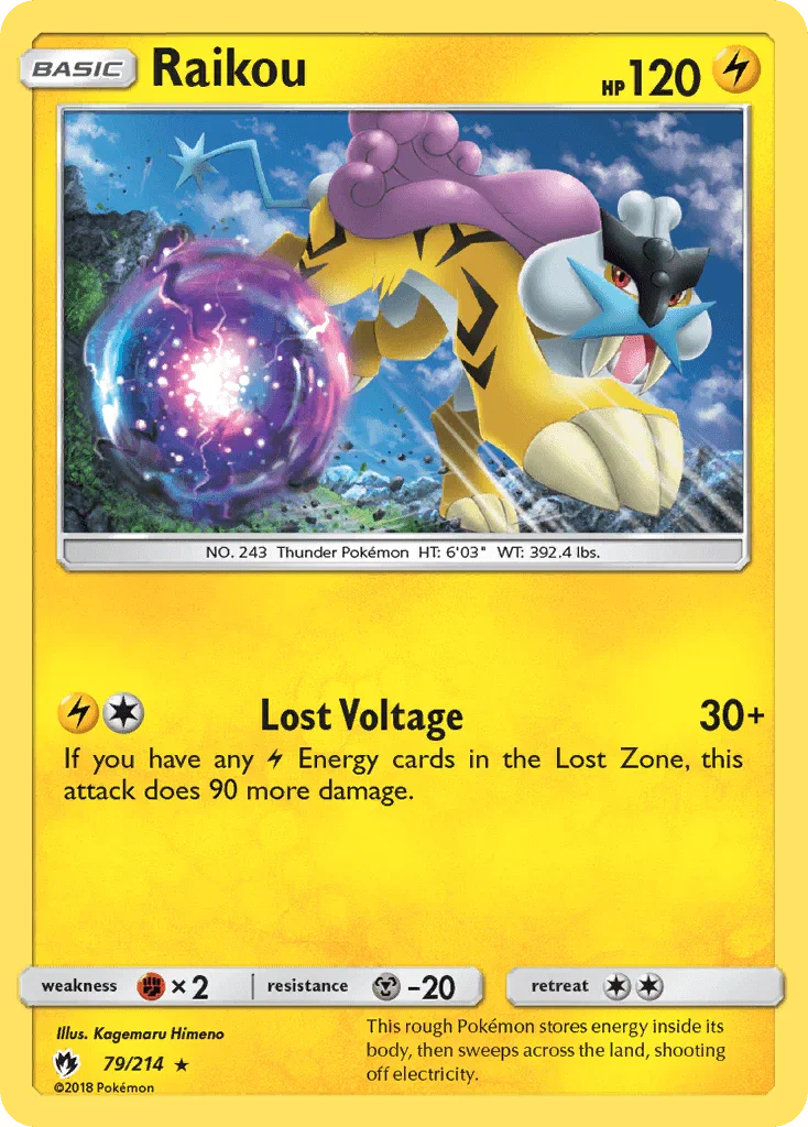 79, Fighting[×2], Lightning, Metal[-20], Normal, Rare, Reverse Holofoil, Sun & Moon: Lost Thunder Raikou (79/214) [Sun & Moon: Lost Thunder] - Trading Card World