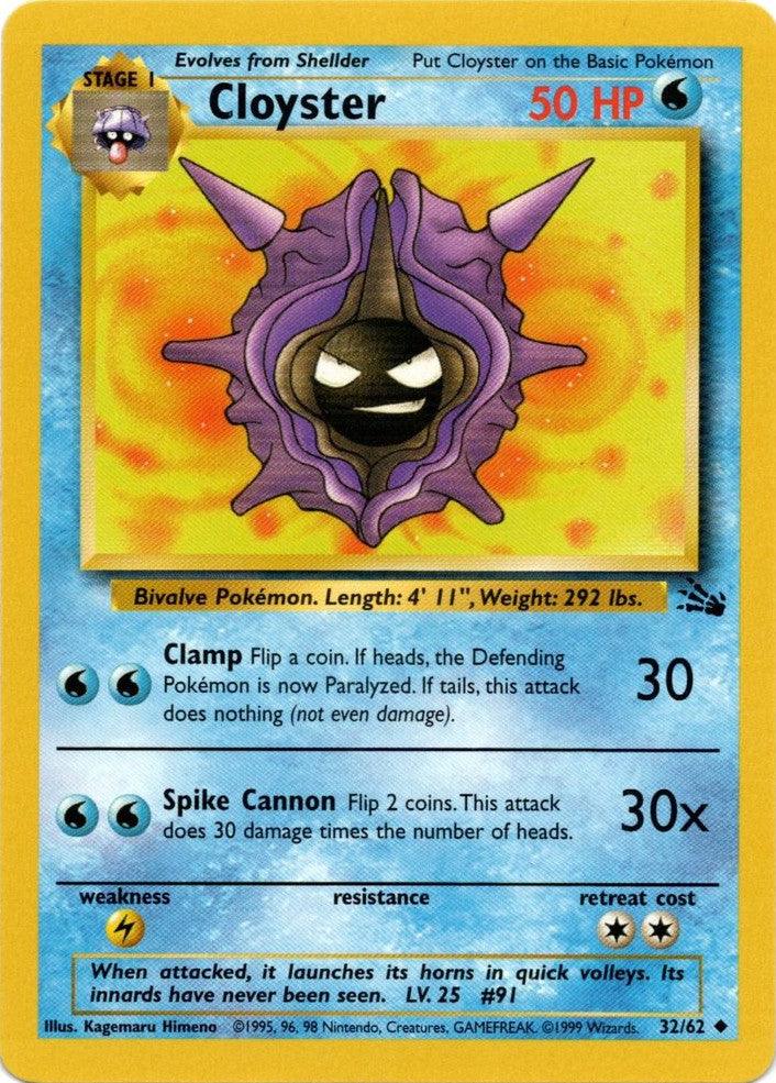 32, Fossil Unlimited, Lightning[×2], Normal, Uncommon, Water Cloyster (32/62) [Fossil Unlimited] - Trading Card World