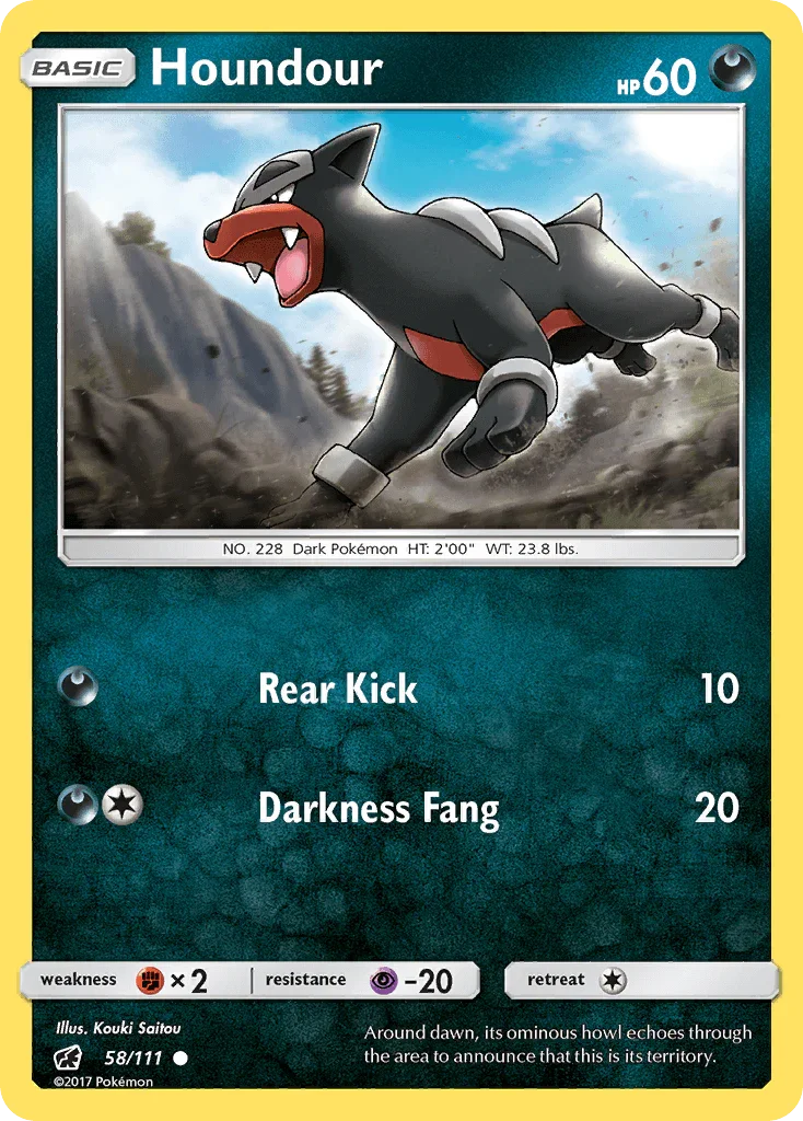58, Common, Darkness, Fighting[×2], Normal, Psychic[-20], Reverse Holofoil, Sun & Moon: Crimson Invasion Houndour (58/111) [Sun & Moon: Crimson Invasion] - Trading Card World