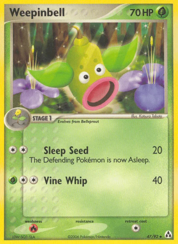 47, EX: Legend Maker, Fire[×2], Grass, Normal, Uncommon Weepinbell (47/92) [EX: Legend Maker] - Trading Card World