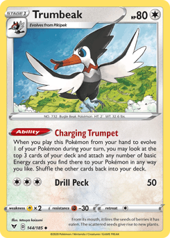 144, Colorless, Fighting[-30], Lightning[×2], Normal, Reverse Holofoil, Sword & Shield: Vivid Voltage, Uncommon Trumbeak (144/185) [Sword & Shield: Vivid Voltage] - Trading Card World
