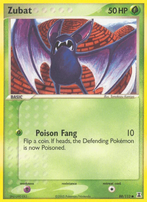 88, Common, EX: Delta Species, Grass, Normal, Psychic[×2] Zubat (88/113) [EX: Delta Species] - Trading Card World