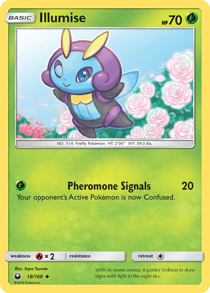 18, Fire[×2], Grass, Normal, Reverse Holofoil, Sun & Moon: Celestial Storm, Uncommon Illumise (18/168) [Sun & Moon: Celestial Storm] - Trading Card World