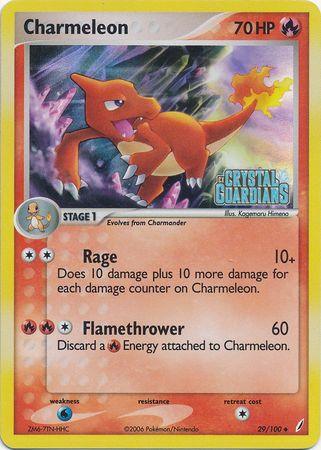 29, EX: Crystal Guardians, Fire, Reverse Holofoil, Uncommon, Water[×2] Charmeleon (29/100) (Stamped) [EX: Crystal Guardians] - Trading Card World