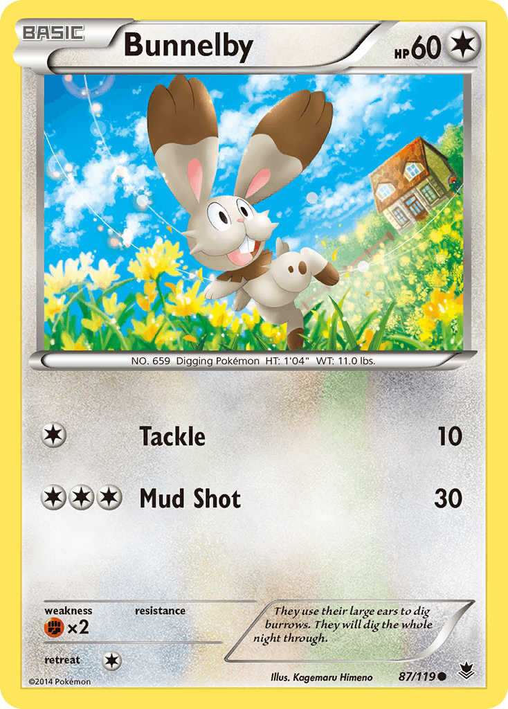 87, Colorless, Common, Fighting[×2], Normal, Reverse Holofoil, XY: Phantom Forces Bunnelby (87/119) [XY: Phantom Forces] - Trading Card World