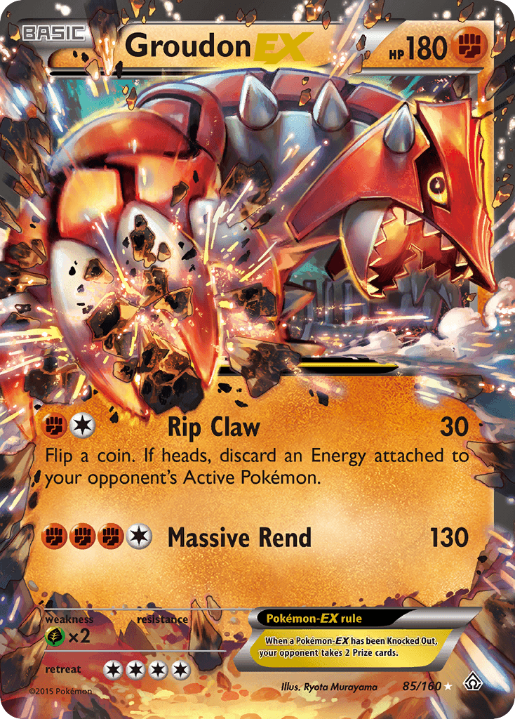 85, Fighting, Grass[×2], Holofoil, Ultra Rare, XY: Primal Clash Groudon EX (85/160) [XY: Primal Clash] - Trading Card World