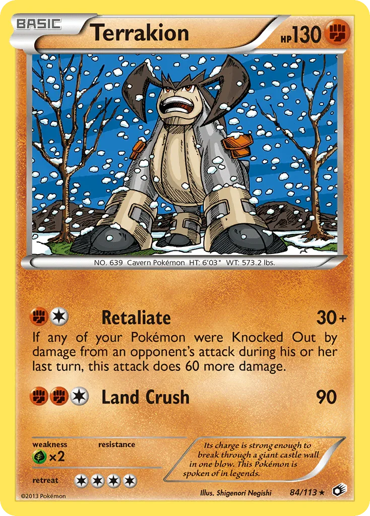 84, Black & White: Legendary Treasures, Fighting, Grass[×2], Holo Rare, Holofoil, Reverse Holofoil Terrakion (84/113) [Black & White: Legendary Treasures] - Trading Card World