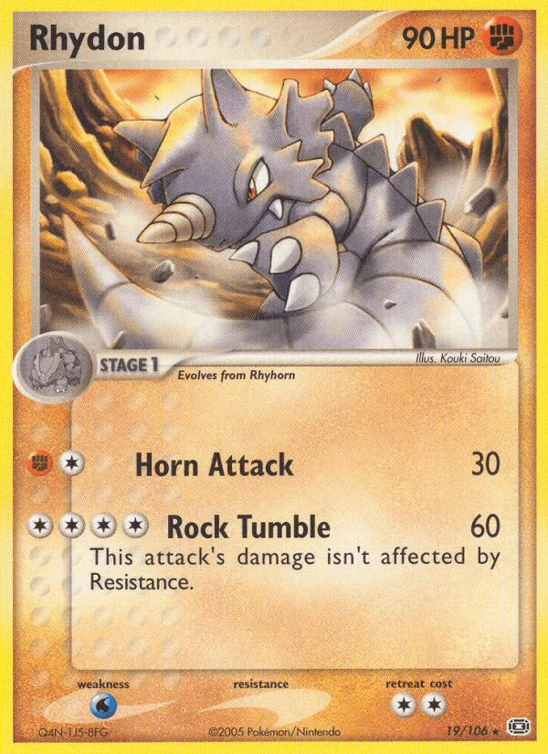 19, EX: Emerald, Fighting, Normal, Rare, Water[×2] Rhydon (19/106) [EX: Emerald] - Trading Card World