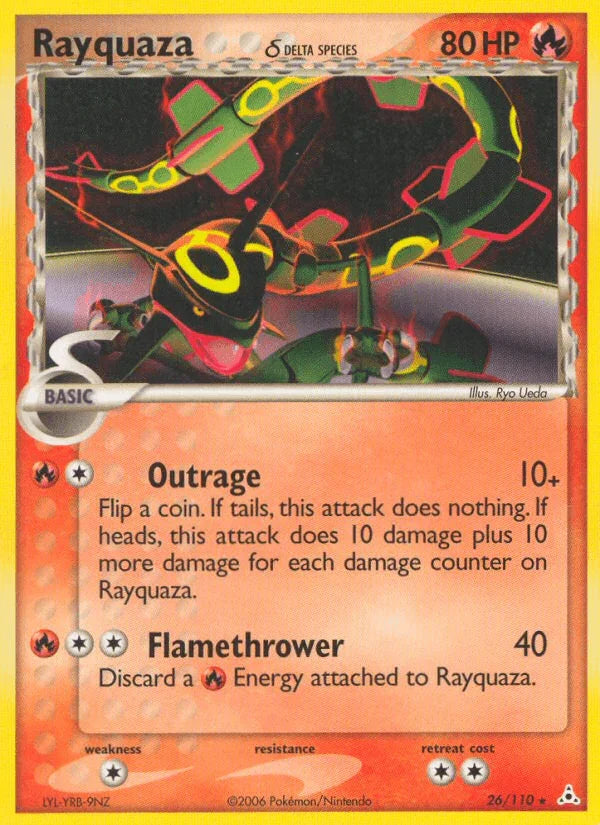 26, Colorless[×2], EX: Holon Phantoms, Fire, Normal, Rare Rayquaza (26/110) (Delta Species) [EX: Holon Phantoms] - Trading Card World
