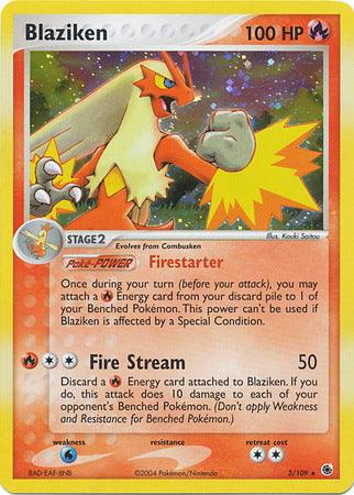 EX: Battle Stadium, Fire, Holo Rare, Holofoil, Water[×2] Blaziken (3/109) (Cosmos Holo) [EX: Battle Stadium] - Trading Card World