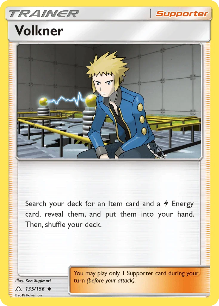 135, Normal, Reverse Holofoil, Sun & Moon: Ultra Prism, Supporter, Uncommon Volkner (135/156) [Sun & Moon: Ultra Prism] - Trading Card World