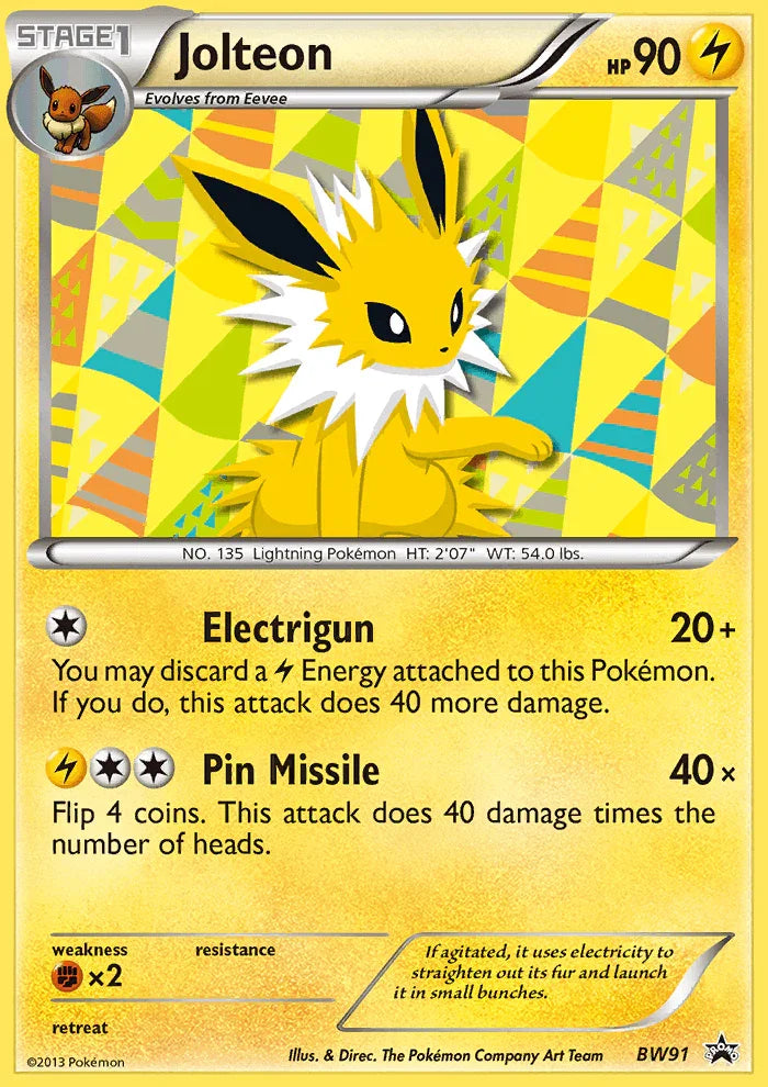 Black & White: Black Star Promos, Black Star Promo, BW91, Fighting[×2], Holofoil, Lightning Jolteon (BW91) [Black & White: Black Star Promos] - Trading Card World