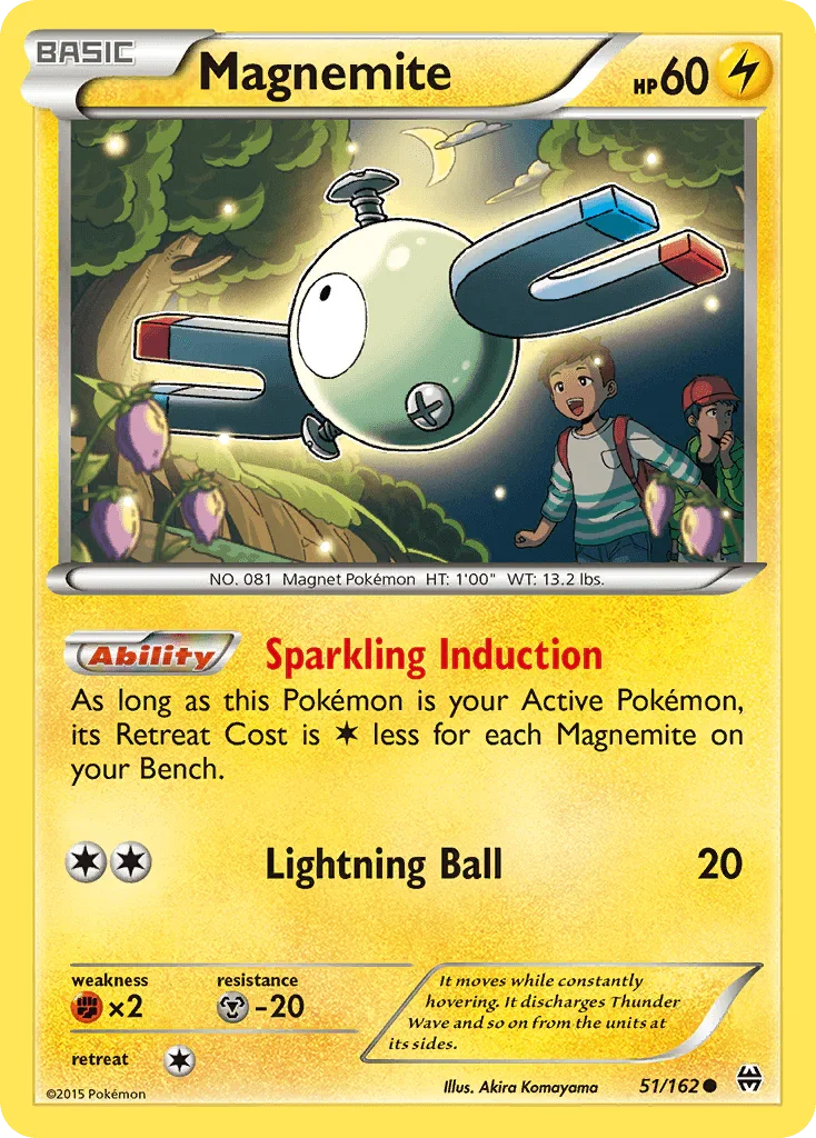 51, Common, Fighting[×2], Lightning, Metal[-20], Normal, Reverse Holofoil, XY: BREAKthrough Magnemite (51/162) [XY: BREAKthrough] - Trading Card World