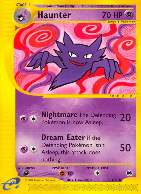 80, Dark[×2], Expedition: Base Set, Fighting[-30], Normal, Psychic, Reverse Holofoil, Uncommon Haunter (80/165) [Expedition: Base Set] - Trading Card World