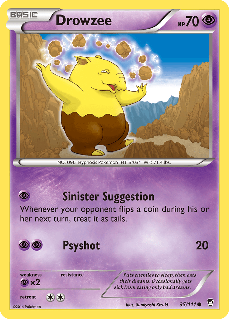 35, Common, Normal, Psychic, Psychic[×2], Reverse Holofoil, XY: Furious Fists Drowzee (35/111) [XY: Furious Fists] - Trading Card World