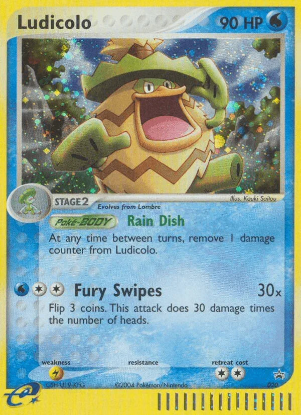 020, Black Star Promo, Holofoil, Lightning[×2], Nintendo: Black Star Promos, Water Ludicolo (020) [Nintendo: Black Star Promos] - Trading Card World