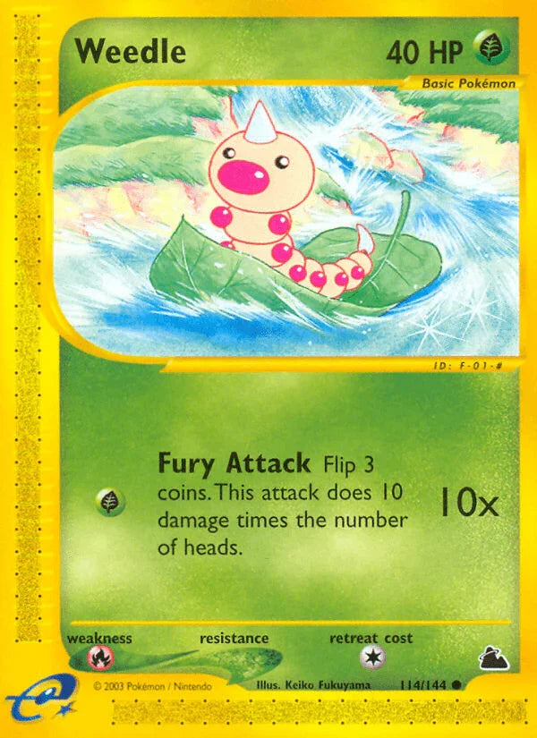 114, Common, Fire[×2], Grass, Normal, Reverse Holofoil, Skyridge Weedle (114/144) [Skyridge] - Trading Card World