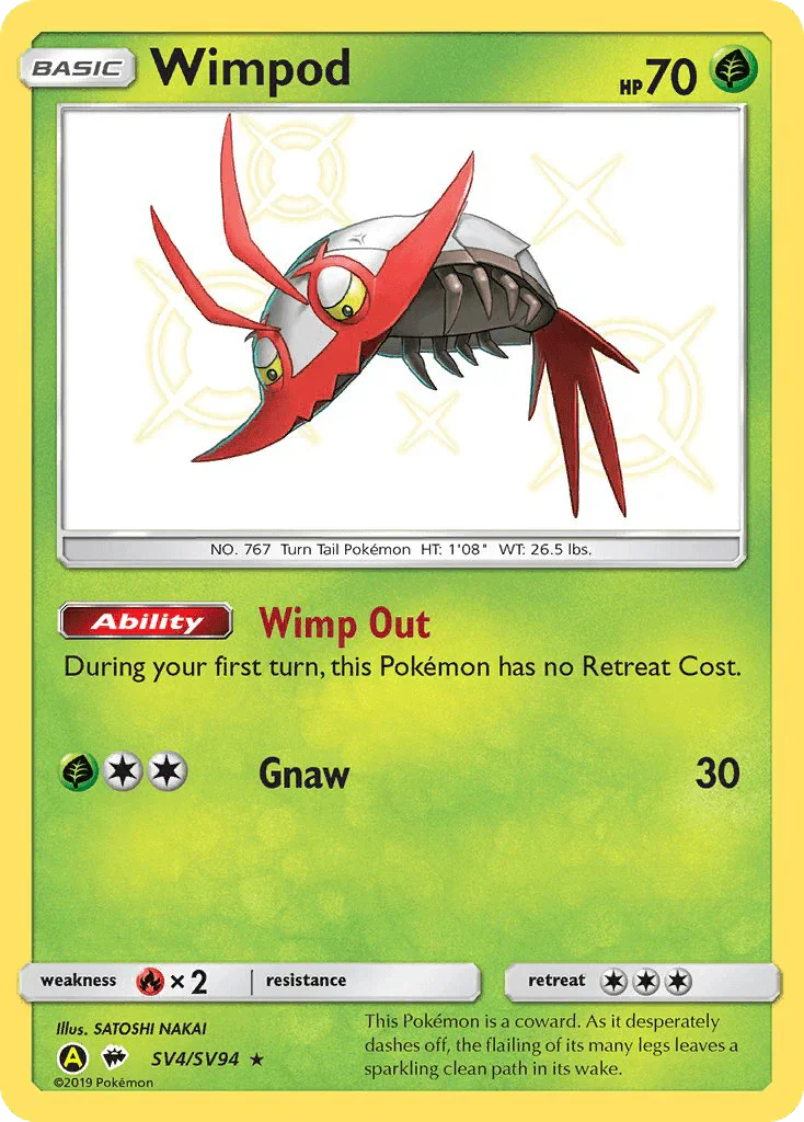 Fire[×2], Grass, Holofoil, Sun & Moon: Hidden Fates - Shiny Vault, SV4, Ultra Rare Wimpod (SV4/SV94) [Sun & Moon: Hidden Fates - Shiny Vault] - Trading Card World