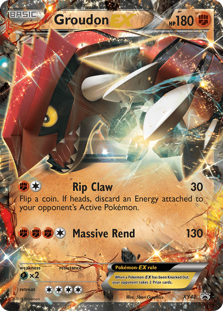 Fighting, Grass[×2], Holofoil, Promo, XY42, XY: Black Star Promos Groudon EX (XY42) [XY: Black Star Promos] - Trading Card World