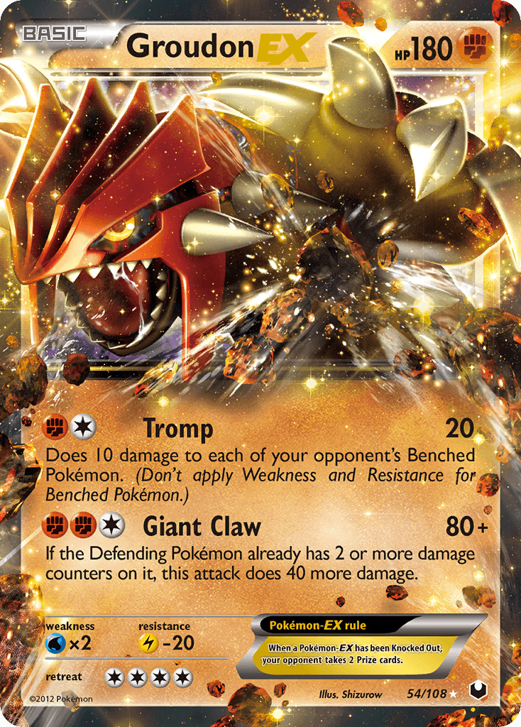 54, Black & White: Dark Explorers, Fighting, Holofoil, Lightning[-20], Ultra Rare, Water[×2] Groudon EX (54/108) [Black & White: Dark Explorers] - Trading Card World