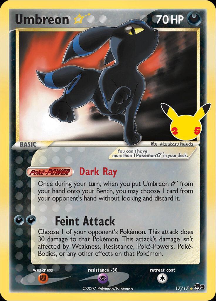 17, Celebrations: 25th Anniversary - Classic Collection, Darkness, Fighting, Holofoil, Psychic [-30], Ultra Rare Umbreon (17/17) (Star) [Celebrations: 25th Anniversary - Classic Collection] - Trading Card World