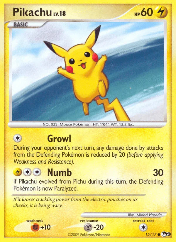 15, Common, Fighting [+10], Lightning, Metal[-20], Normal, POP Series 9 Pikachu (15/17) [POP Series 9] - Trading Card World