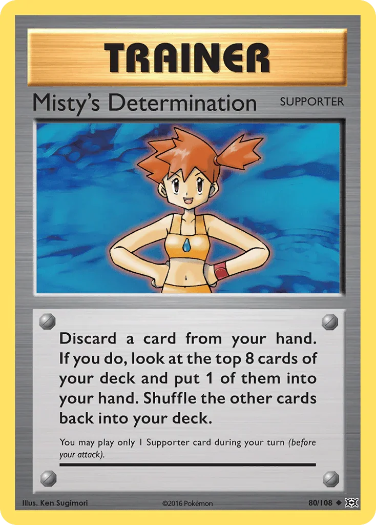 80, Normal, Reverse Holofoil, Supporter, Uncommon, XY: Evolutions Misty's Determination (80/108) [XY: Evolutions] - Trading Card World