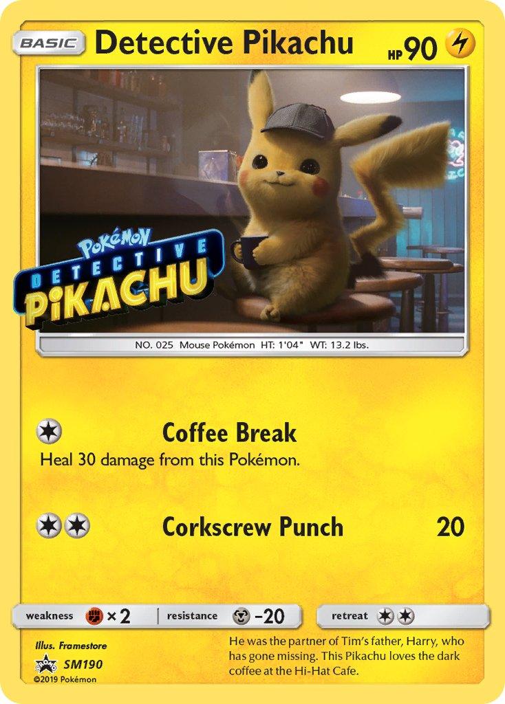 Fighting[×2], Holofoil, Lightning, Metal[-20], Promo, SM190, Sun & Moon: Black Star Promos Detective Pikachu (SM190) (Stamped) [Sun & Moon: Black Star Promos] - Trading Card World