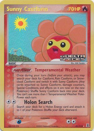 31, EX: Delta Species, Fire, Rare, Reverse Holofoil, Water[×2] Sunny Castform (31/113) (Stamped) [EX: Delta Species] - Trading Card World