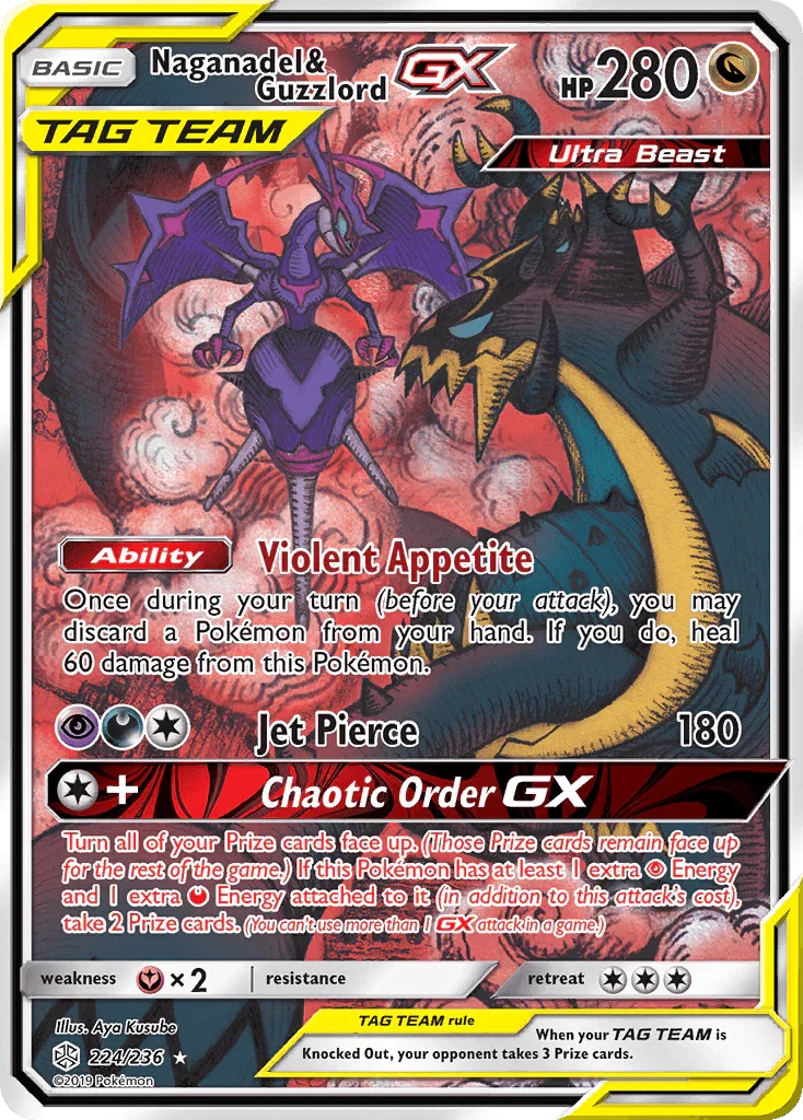 224, Dragon, Fairy[×2], Holofoil, Sun & Moon: Cosmic Eclipse, Ultra Rare Naganadel & Guzzlord GX (224/236) [Sun & Moon: Cosmic Eclipse] - Trading Card World