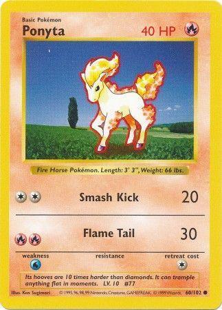 60, Base Set Shadowless Unlimited, Common, Fire, Normal, Water[×2] Ponyta (60/102) [Base Set Shadowless Unlimited] - Trading Card World