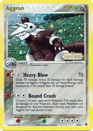 EX: Legend Maker, Fire[×2], Grass[-30], Holo Rare, Metal, Reverse Holofoil Aggron (2/92) (Stamped) [EX: Legend Maker] - Trading Card World