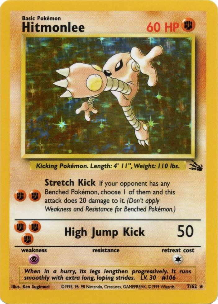 Fighting, Fossil Unlimited, Holo Rare, Holofoil, Psychic[×2] Hitmonlee (7/62) [Fossil Unlimited] - Trading Card World