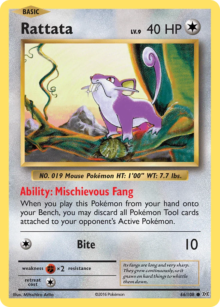66, Colorless, Common, Fighting[×2], Normal, Reverse Holofoil, XY: Evolutions Rattata (66/108) [XY: Evolutions] - Trading Card World