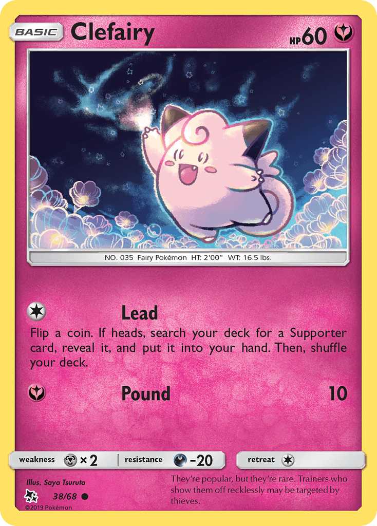 38, Common, Darkness[-20], Fairy, Metal[×2], Normal, Reverse Holofoil, Sun & Moon: Hidden Fates Clefairy (38/68) [Sun & Moon: Hidden Fates] - Trading Card World