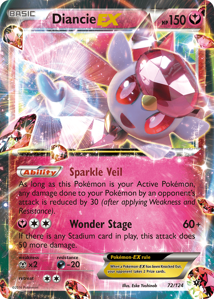 72, Darkness[-20], Fairy, Holofoil, Metal[×2], Ultra Rare, XY: Fates Collide Diancie EX (72/124) [XY: Fates Collide] - Trading Card World