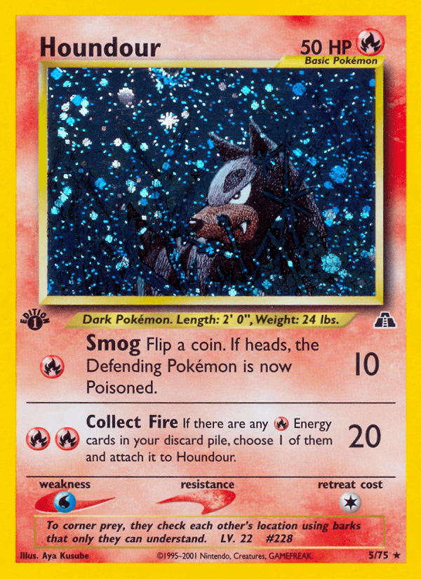 1st Edition Holofoil, Fire, Holo Rare, Neo Discovery 1st Edition, Water[×2] Houndour (5/75) [Neo Discovery 1st Edition] - Trading Card World