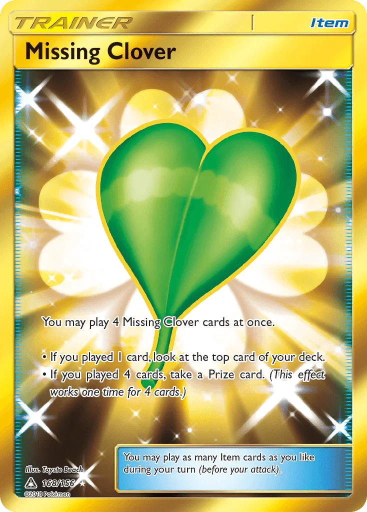 168, Holofoil, Item, Secret Rare, Sun & Moon: Ultra Prism Missing Clover (168/156) [Sun & Moon: Ultra Prism] - Trading Card World