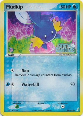 58, Common, EX: Crystal Guardians, Grass[×2], Reverse Holofoil, Water Mudkip (58/100) (Stamped) [EX: Crystal Guardians] - Trading Card World