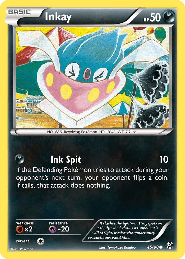 45, Common, Darkness, Fighting[×2], Normal, Psychic[-20], Reverse Holofoil, XY: Ancient Origins Inkay (45/98) [XY: Ancient Origins] - Trading Card World