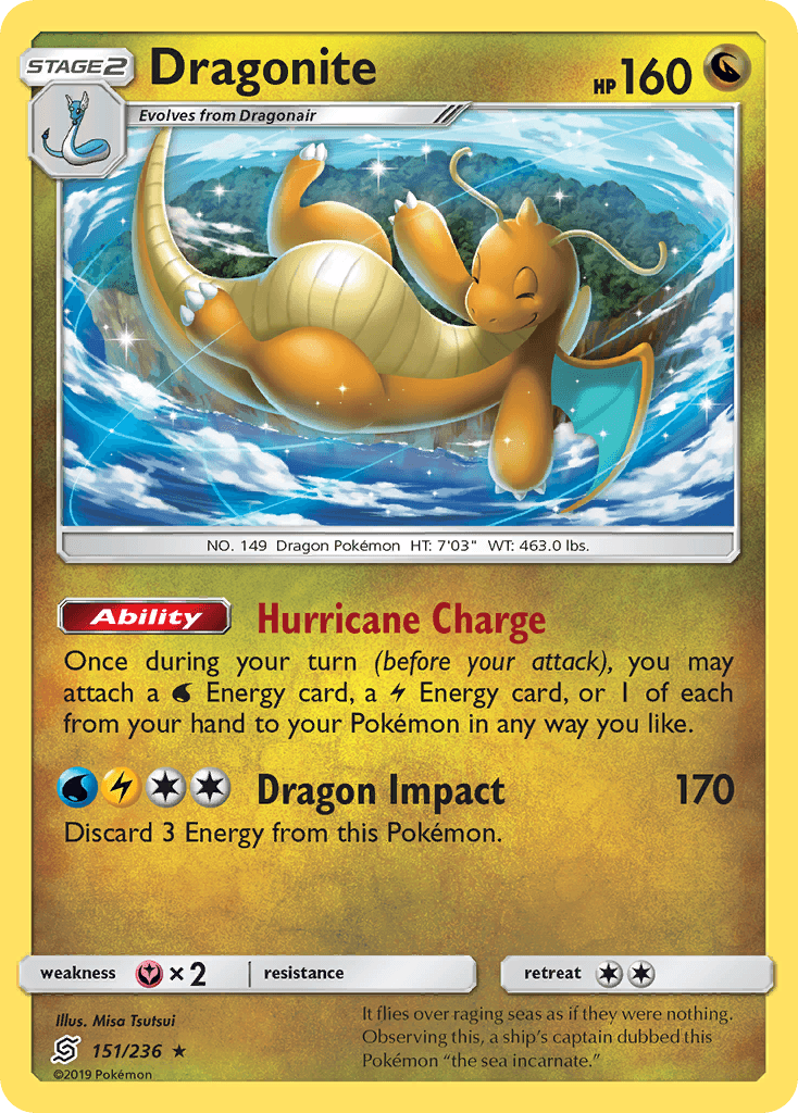 151, Dragon, Fairy[×2], Normal, Rare, Reverse Holofoil, Sun & Moon: Unified Minds Dragonite (151/236) [Sun & Moon: Unified Minds] - Trading Card World