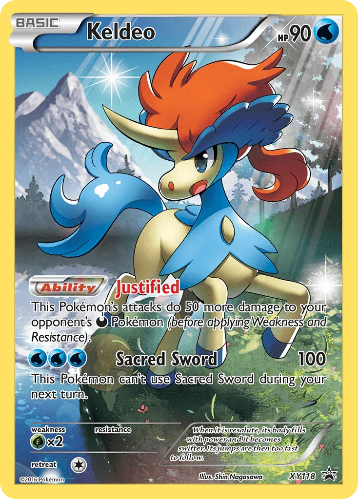 Grass[×2], Holofoil, Promo, Water, XY118, XY: Black Star Promos Keldeo (XY118) [XY: Black Star Promos] - Trading Card World