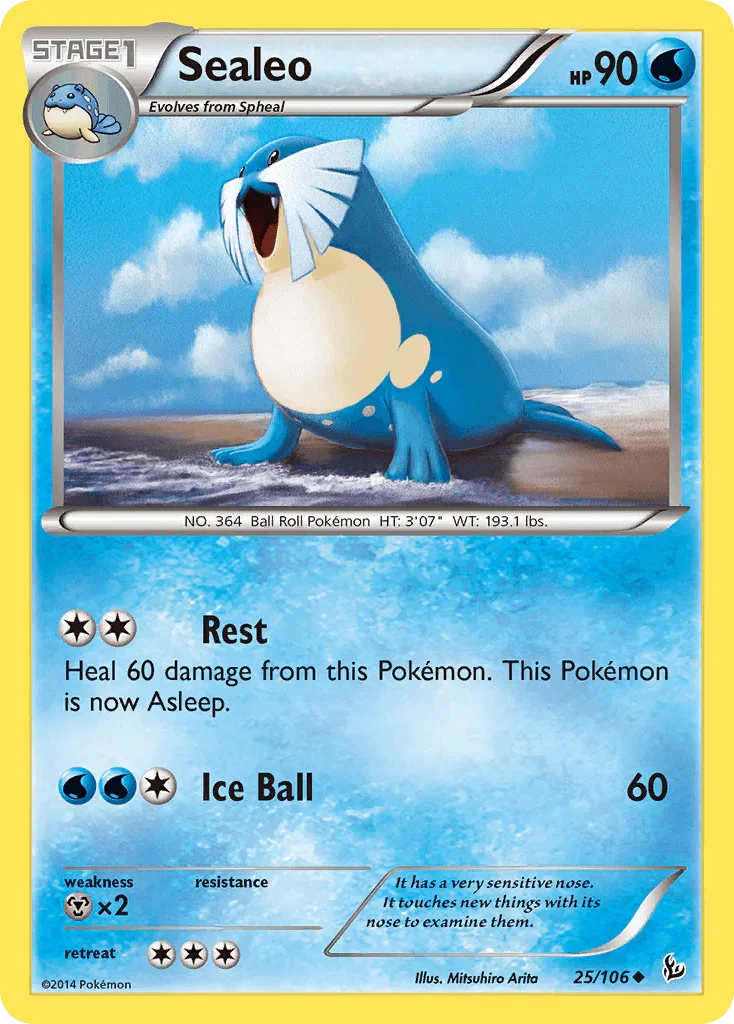 25, Metal[×2], Normal, Reverse Holofoil, Uncommon, Water, XY: Flashfire Sealeo (25/106) [XY: Flashfire] - Trading Card World