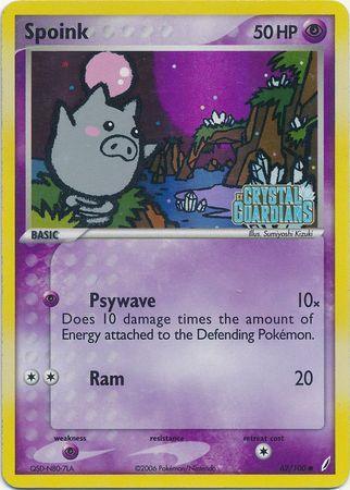 62, Common, EX: Crystal Guardians, Psychic, Psychic[×2], Reverse Holofoil Spoink (62/100) (Stamped) [EX: Crystal Guardians] - Trading Card World