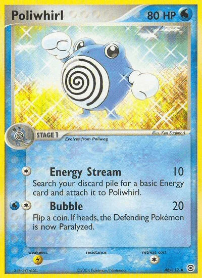 46, EX: FireRed & LeafGreen, Lightning[×2], Normal, Reverse Holofoil, Uncommon, Water Poliwhirl (46/112) [EX: FireRed & LeafGreen] - Trading Card World